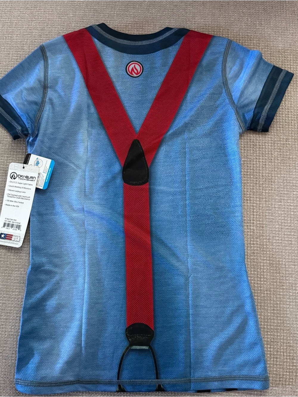 Inknburn Blue Graphic Tee with Red Suspenders and Black Tie women XXS - Picture 5 of 5